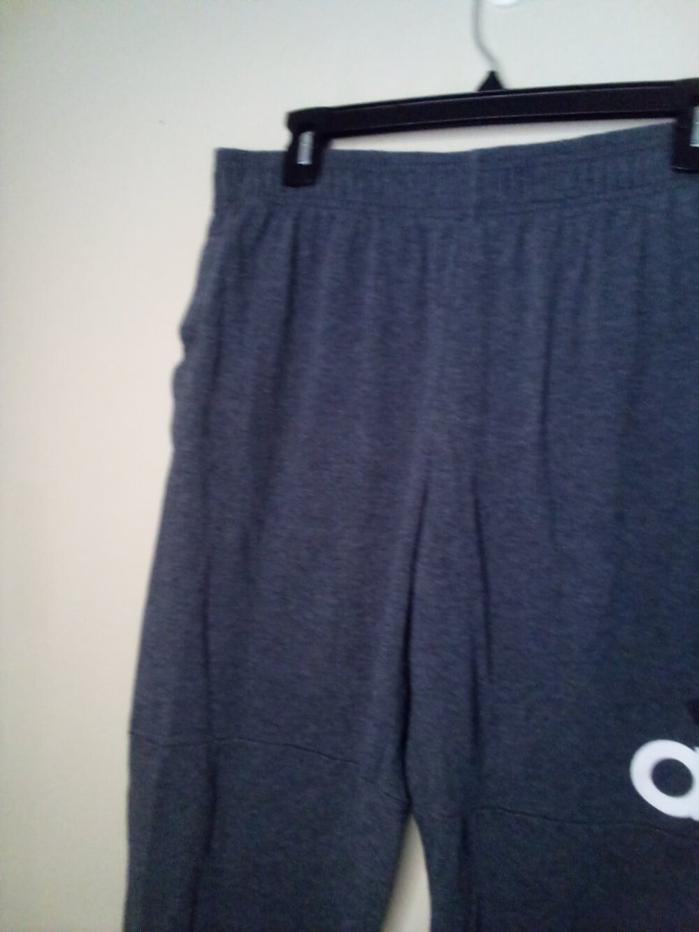 Adidas Jogger Pants Men XL Spellout Logo Elastic Gray - Picture 4 of 14